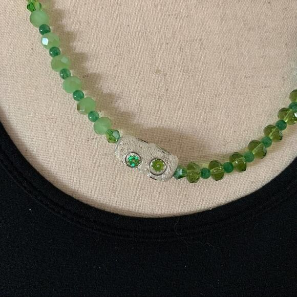 Handmade beaded crystal one of a kind artesian  boho necklace - Picture 3 of 5